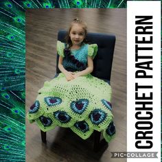 "This is a PDF instant download Crochet Pattern and not a physical item. The blanket in the photos is NOT included in this listing. The Peacock Princess Dress Blanket is designed to look like a Princess Dress. Slip your arms into the sleeves and feel like a princess.  All wearable blankets are worked with 2 strands of yarn held together and a large hook for quick makes.  Shown in Brava Worsted Weight Yarn in Tidepool, Cornflower, Mulberry, and Alfalfa.  The pattern is written in English using Am Peacock Crochet, Peacock Dress, Blanket Crochet Pattern, Animal Blanket, The Peacock, Knit Picks, Wearable Blanket, Blanket Crochet, Worsted Weight Yarn