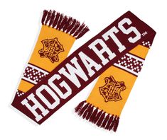 two scarfs with the words hogwart's on them