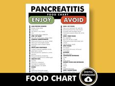 PANCREATITIS FOOD CHART - Printable PDF Guide - List of What to Eat and What to Avoid - Quick Reference Sheet Are you trying to follow a pancreatitis friendly diet and seeking guidance on what foods to include in your diet? Look no further! Our simple Pancreatitis Diet Food List is here to assist you on your journey towards healthier eating habits. This downloadable PDF guide provides a carefully curated selection of foods ideal for managing your diet and promoting overall well-being. If you are Pancreatic Diet List, Pancreatic Diet, Upper Body Dumbbell Workout