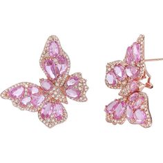 Ruchi New York - Farfalla Studs Pink Dimond Earrings, Luxury Blush Diamond Jewelry, Luxury Pink Beaded Jewelry, Pink Diamond Earrings, Pink Sapphire Earrings, Sapphire Birthstone, Pink Jewels, Party Earrings, Pink Jewelry