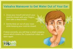 Find out how to get water out of your ear with home remedies with a hair dryer, natural vacuum, Valsalva maneuver, etc. Water In Ear, Swimmers Ear Remedy, Fluid In Ears, Valsalva Maneuver, Swimmers Ear, Ear Sound, Top 10 Home Remedies, Middle Ear, Ear Health