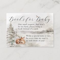 a baby shower card with a deer in the snow and an inscription on it that says, beets for baby