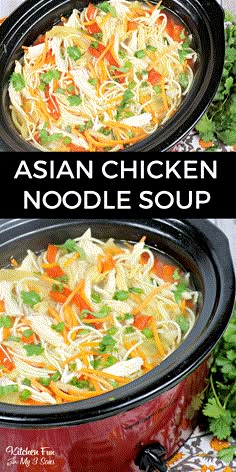 Slow Cooker Asian Chicken, Asian Chicken Noodle Soup, Slow Cooker Asian, Quick And Easy Soup, Crockpot Soup Recipes, Soup Kitchen, Soup Recipes Slow Cooker