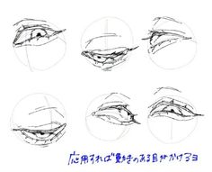 four different types of lips drawn in various ways