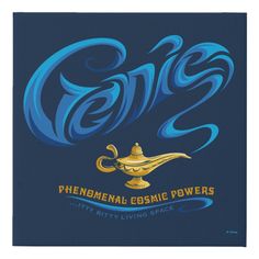 This stylized typography graphic of the magic lamp with blue smoke says that being a genie comes with Phenomical Cosmic Powers… but an itty-bitty living space. Space Mouse, Aladdin Genie, Disney Live Action Movies, Genie Aladdin, Genie Lamp, Binder Design, Theme Background, Custom Binders, Disney Aladdin