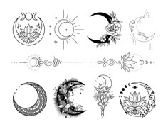 the moon and stars tattoo designs