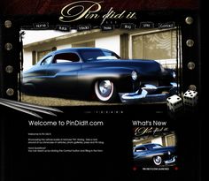 an old car is shown on the web page for this website design, it appears to be in black and gold