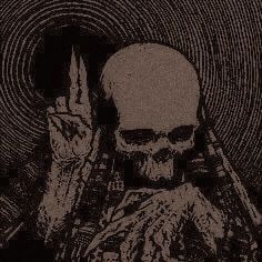 a black and white image of a skeleton holding up two fingers