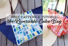 the reversible cube bag is free pattern and it's easy to sew