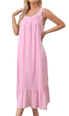 PRICES MAY VARY. ✔High Quality Material: Womens sleeveless nightgown is made of 100% cotton. Lightweight, breathable, comfy and flattering. Soft to the touch and allows for comfortable and free movement. It's the perfect nightdress to wear at night in the summer ✔Long Sleeveless Nightgown: Sleeveless nightgown featuring front button placket, scooped neck is comfortable and doesn't slip off shoulders, fabric not see through, with lots of room and not tight around the armholes, mid-calf length for Night Gown Long, Cotton Nightgowns, Dress Sleepwear, Cotton Night Dress, Long Nightdress, Long Nightgown, Night Gowns, Women Sleepwear, Cotton Nightgown