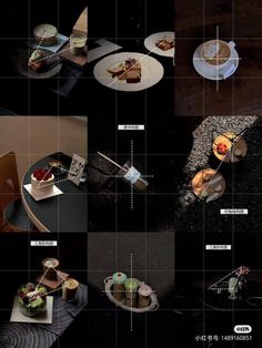 an image of some food on plates in the dark