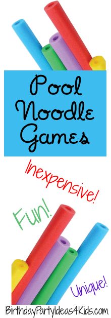 two pictures with the words pool noodle games next to each other