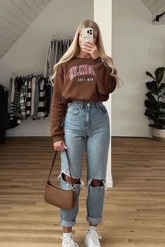 Stylish Fall Outfits, Casual College Outfits, Chic Fall Outfits, Casual Styles, Hoodie Outfit, Mode Inspo, Autumn Outfit