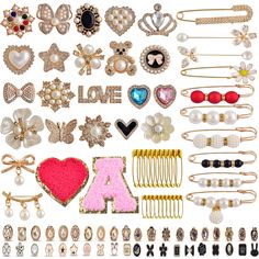 PRICES MAY VARY. Charms for Socks kit: This set includes a versatile range of 100pcs bulk charms, such as safety pins,brooches pins, rhinestone brooch charms, brooch buttons, and pearl pins…etc. Each Rhinestone charm comes with a safety pin on the back, making it incredibly easy to attach and remove from your socks. charms Perfect for adding a unique touch to your socks, these accessories are ideal for customizing your style with distinctive flair. Easy to Use＆Wide Application : the gold Charms Bling Socks, Pearl Pins, Rhinestone Outfit, Safety Pin Brooch, Pearl Pin, Gold Charms, Safety Pins, Jewelry Charms, Gold Brooches