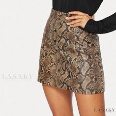 Lasaky - Exquisite Leopard Print Python Skin Midi Skirt with a Sexy and Sophisticated Design Elegant Midi Skirt, Midi Skirt Pattern, Pu Leather Skirt, Python Skin, Leopard Print Skirt, Pleated Maxi Skirt, Elegant Skirt, Printed Midi Skirt, Faux Leather Skirt