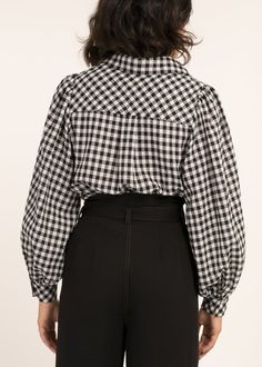 Gingham Blouse, Black And White Gingham, Gingham Fabric, Gingham Shirt, Black And White Shirt, Small Print, Gingham Print, Long Puff Sleeves, 2024 Fashion