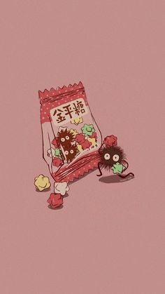 an illustration of a bag of food with the word hello kitty written in chinese on it