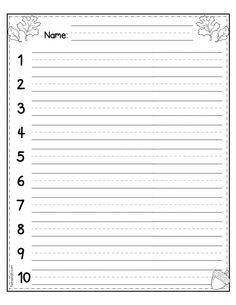 a blank lined paper with numbers and leaves on the border, in black and white