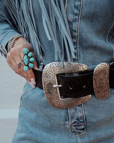 Tooled black leather belt with oversized antique silver western buckle set. 2" Width Italian leather handmade solid brass sterling silver plated buckle set Made in the USA SIZE MEASUREMENT FITTING RANGE X-SMALL 30" 28"-32" SMALL 33" 31"-35" MEDIUM 36" 34"-38" LARGE 39" 37"-41" X-LARGE 42" 40"-44" Black Belt With Antique Buckle For Rodeo, Western Black Belt Buckle With Belt, Double Buckle Western Belt, Luxury Western Belt With Silver Buckle, Western Black Belt Buckles, Big Buckle Belt, Turquoise Belt, Western Buckles, Black Leather Belt