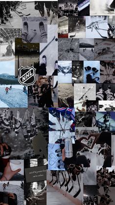 a collage of photos with hockey players on them