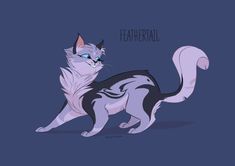 a drawing of a cat with the word featherball on it's back side