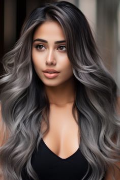 For a modern, edgy look, try the smoky charcoal-to-silver ombre. This palette provides a sophisticated twist to traditional silver, adding depth and dimension. Click here to check out more trending ombre hair color ideas for 2023. Hair Color Ideas 2023 Trends Short Hair, Smoky Hair Color, Gray And Black Ombre Hair, Brown To Silver Ombre, Black To Gray Ombre, Black To Grey Ombre Hair, Smokey Ash Grey Balayage Ombre, Smokey Ash Brown Balayage Dark, Smokey Hair