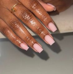 Short Nails Plain Simple, Short Plain Nail Ideas, Short Biab Nails, Nude Nails Black Women, Nail Colors For Dark Skin, Dark Skin Nail Color, Short Classy Nails, Colors For Dark Skin, Subtle Nails