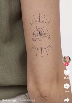 a woman's arm with a tattoo on it and an image of a flower