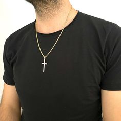 Mens Gold Cross Necklace is the ideal piece of religious jewelry for those seeking both style and faith. Crafted with a stunning gold finish, it serves as a meaningful symbol of spirituality while adding a touch of elegance to any outfit. Whether you're shopping for a birthday, anniversary, or a special Christian gift, this necklace makes a thoughtful present for men. Its timeless design and high-quality craftsmanship ensure that it will be cherished for years to come, making it perfect for dail Arlington Va, Necklace Elegant, Gold Cross Necklace, Presents For Men, Jewelry For Men, Mens Gold, Premium Gift, Gold Cross, Religious Jewelry