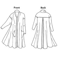 the front and back views of a coat