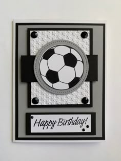 a birthday card with a soccer ball on it