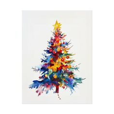 a colorful christmas tree on a white background