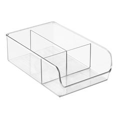 a clear plastic container with two compartments