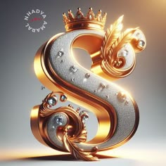 a gold and silver letter s with a crown on top