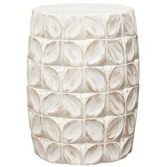 Solid Mango Wood Accent Table in White Finish Leaf Motif Side Tables LOOMLAN By Diamond Sofa White Accent Table, Farmhouse Side Table, Wood Accent Table, Wood Pedestal, Wood Accent, Leaf Motif, Side And End Tables, Garden Stool, Solid Mango Wood