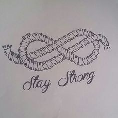 a drawing of two intertwined hands with the words stay strong written below it in cursive writing