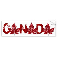 the word canada written in red leaves on a white background