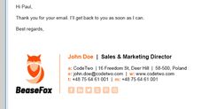 an email to a sales and marketing director is shown in this screenshot from the company's website