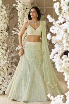 Mint Green Lehenga, Strappy Blouse, Indian Outfits Lehenga, Green Lehenga