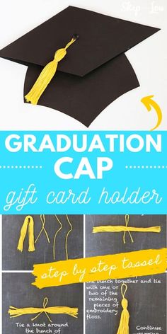 graduation cap gift card holder with instructions to make it look like a graduate's cap