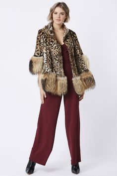 Amelia Animal Print and Fox Fur Coat Amelia Animal, Buy Coats, Fur Cape, Fox Fur Coat, Cape Coat, Poncho Cape, Fox Fur, Fashion Face, Keep Warm