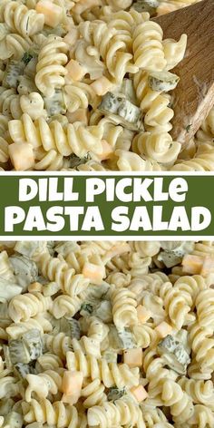 this pasta salad is loaded with chicken, cheese and spinach it's ready to be eaten