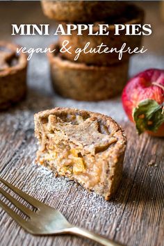 mini apple pies vegan and glutenfries on a wooden table