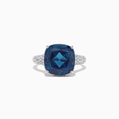 Effy Ocean Bleu 14K Gold London Blue Topaz and Diamond Ring, 8.69 TCW Topaz And Diamond Ring, London Blue Topaz, London Blue, Blue Stone, Blue Topaz, Sapphire Ring, Topaz, Diamond Ring, Sapphire