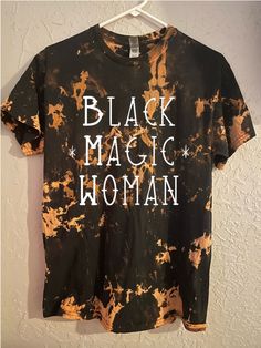 Black Magic Woman Shirt, Santana Shirt, Rocker Tee, Band Tee, Band Shirts, Graphic Tees, Bleached shirt, acid wash shirt, santana tshirt 100% cotton Unisex crew neck T shirt Design is applied to the shirt using high quality heat transfer vinyl. Be sure to check the size chart to ensure correct fit. **Bleached Shirts are hand bleached by me so while I try to make them as consistent as possible, no two shirts with come out the same. The overall pattern will be the same but the intensity, the place Magic Woman, Rocker Tee, Acid Wash Shirt, Bleached Shirt, Black Magic Woman, Shirts Graphic Tees, Magic Women, Woman Shirt, Shirts Graphic