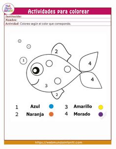 a fish with numbers and colors to color