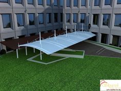 an artist's rendering of a solar powered walkway in front of a building