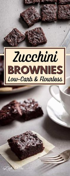 zucchini brownies with low carb and flourless chocolate in the middle