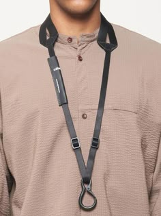 Designed to allow the wearer to safely keep certain possessions close to themselves, the Lanyard features two fixed adjustment points, a reinforced nape area and a matte black zinc alloy carabiner. Lanyard Design Ideas, Lanyard Ideas, Edc Wallet, Keychain Black, Lanyard Keychain, Chest Rig, Climbing Rope, Keychain Design, Functional Accessories