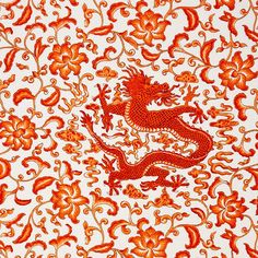 an orange and red dragon on a white background